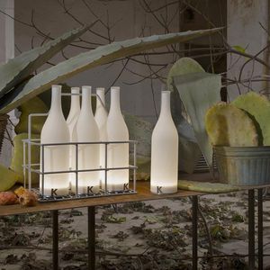 table lamp / original design / frosted glass / rechargeable