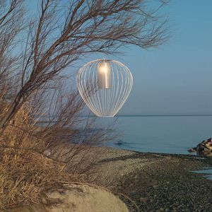 pendant lamp / contemporary / lacquered metal / linen