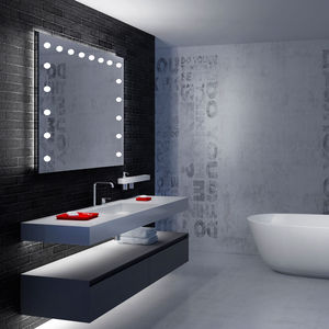 wall-mounted bathroom mirror / illuminated / contemporary / rectangular
