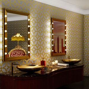 wall-mounted mirror / illuminated / living room / bedroom