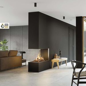 gas fireplace / contemporary / closed hearth / 3-sided