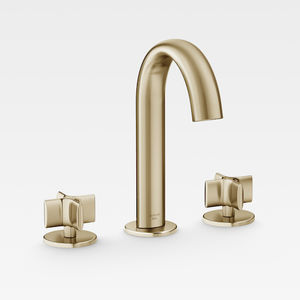 double-handle washbasin mixer tap / deck-mounted / metal / bathroom