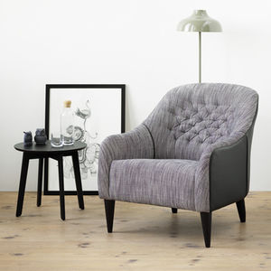traditional armchair / fabric / oak / gray