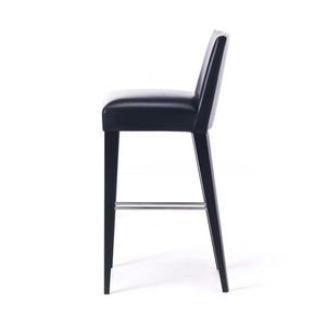 contemporary bar stool / beech / leather / canvas