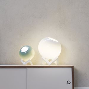 table lamp / contemporary / glass / oak
