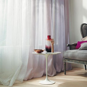 striped sheer curtain fabric / polyester / washable / transparent