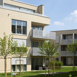 HPL railing / with panels / outdoor / for balconies