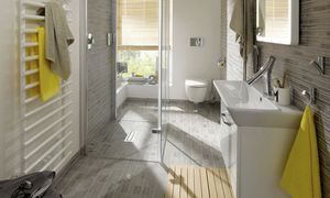 bathroom mosaic tile / floor / ceramic / geometric