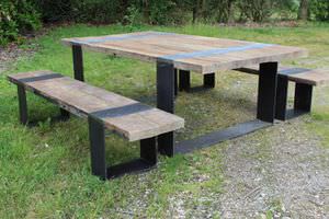 contemporary table and bench set