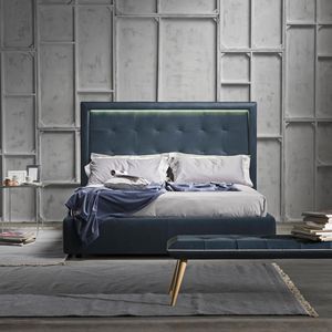 double bed / contemporary / upholstered / with headboard