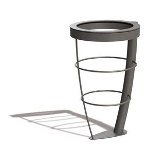 public trash can / steel / anti-terrorism / contemporary