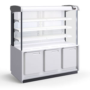 refrigerated display case with shelves / illuminated / for frozen food / for shops