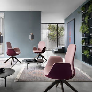 contemporary visitor chair / with armrests / upholstered / on casters