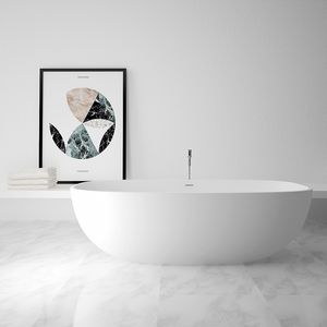 free-standing bathtub / oval / Solid Surface / acrylic resin