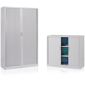 low filing cabinet / tall / sheet metal / tambour door