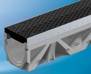 fiber-reinforced concrete drainage channel / with grating / for public spaces / leak-proofing