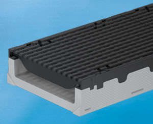 fiber-reinforced concrete drainage channel / with grating / for public spaces