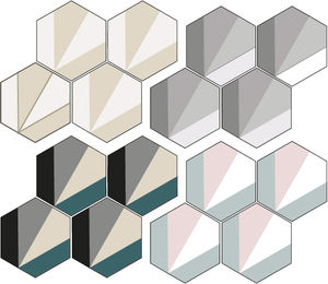 indoor encaustic cement tile / floor / hexagonal / patterned