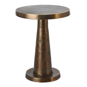 contemporary side table / metal / round / golden