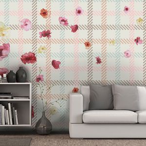 vintage wallpaper / vinyl / polyester / floral