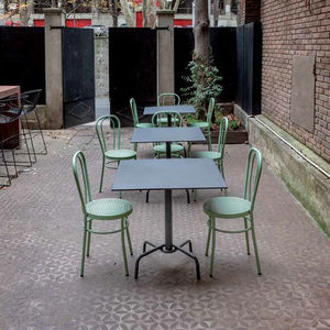 contemporary table / galvanized steel / galvanised steel base / square