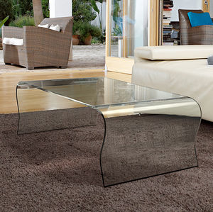 contemporary coffee table / curved glass / curver glass base / rectangular