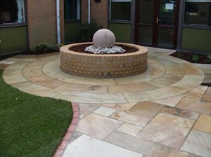 garden tile / floor / natural stone / sandblasted