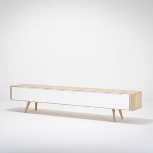 contemporary TV cabinet / lowboard / oak / MDF