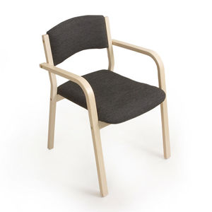 contemporary chair / upholstered / with armrests / stackable