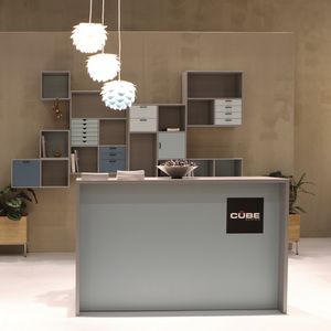 wood veneer reception desk
