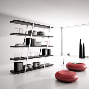 contemporary bookcase / wooden / lacquered wood