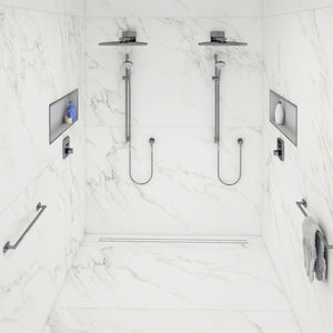brushed stainless steel linear shower drain