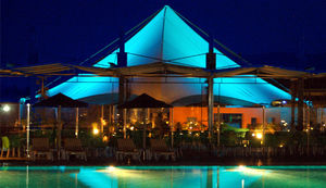 cable-and-membrane tensile structure / roof / with PVC membrane / for public spaces