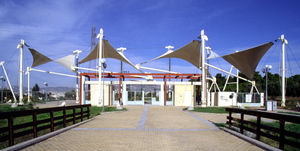 tensile sail / canopy / cable-and-membrane / roof
