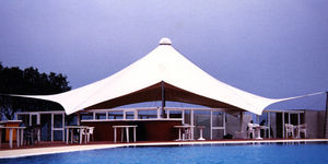 cable-and-membrane tensile structure / roof / with polyester membrane / for special events
