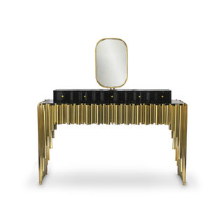 original design sideboard table / brass / rectangular / with drawer