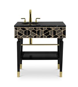 free-standing washbasin / rectangular / marble / traditional