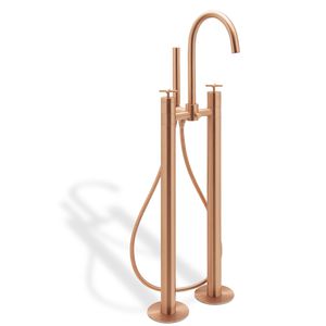bathtub mixer tap / floor-mounted / brass / bathroom