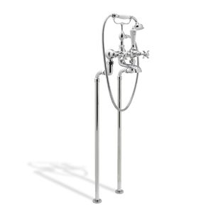 bathtub mixer tap / floor-mounted / chrome-plated brass / bathroom