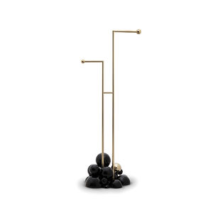 2-bar towel rack / floor-standing / brass / aluminum