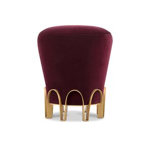 contemporary stool / velvet / brass / brushed brass