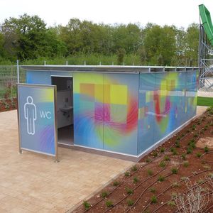 glass toilet cabin