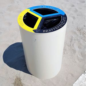 public trash can / galvanized steel / sheet steel / with built-in ashtray