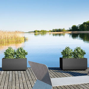 galvanized steel planter / rectangular / contemporary / for public spaces