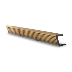 public bench / contemporary / exotic wood / galvanized steel