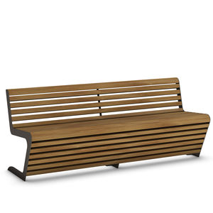 public bench / contemporary / exotic wood / stainless steel
