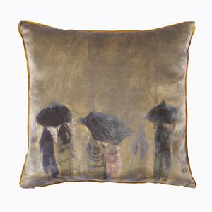 square cushion / rectangular / patterned / linen