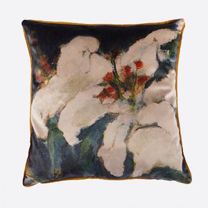 square cushion / floral / linen