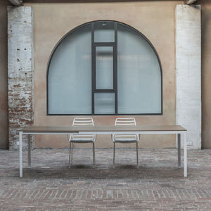 contemporary table / aluminum / lacquered steel / aluminum base