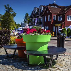 public bench with integrated planter